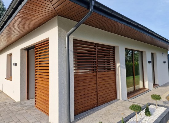 Żaluzje tarasowe ALUMINIOWE DREWNOPODOBNE + uchwyty (kolory do wyboru) | długość desek 70 cm